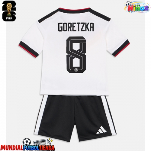 Camiseta Alemania Leon Goretzka #8 Primera Equipación Replica Mundial 2026 para niños mangas cortas (+ Pantalones cortos)